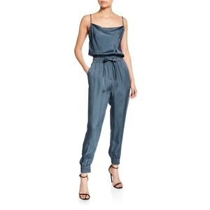 Cinq a Sept Finnley Sleeveless Cowl Neck Drawstring Waist Jumpsuit Cupro Blue